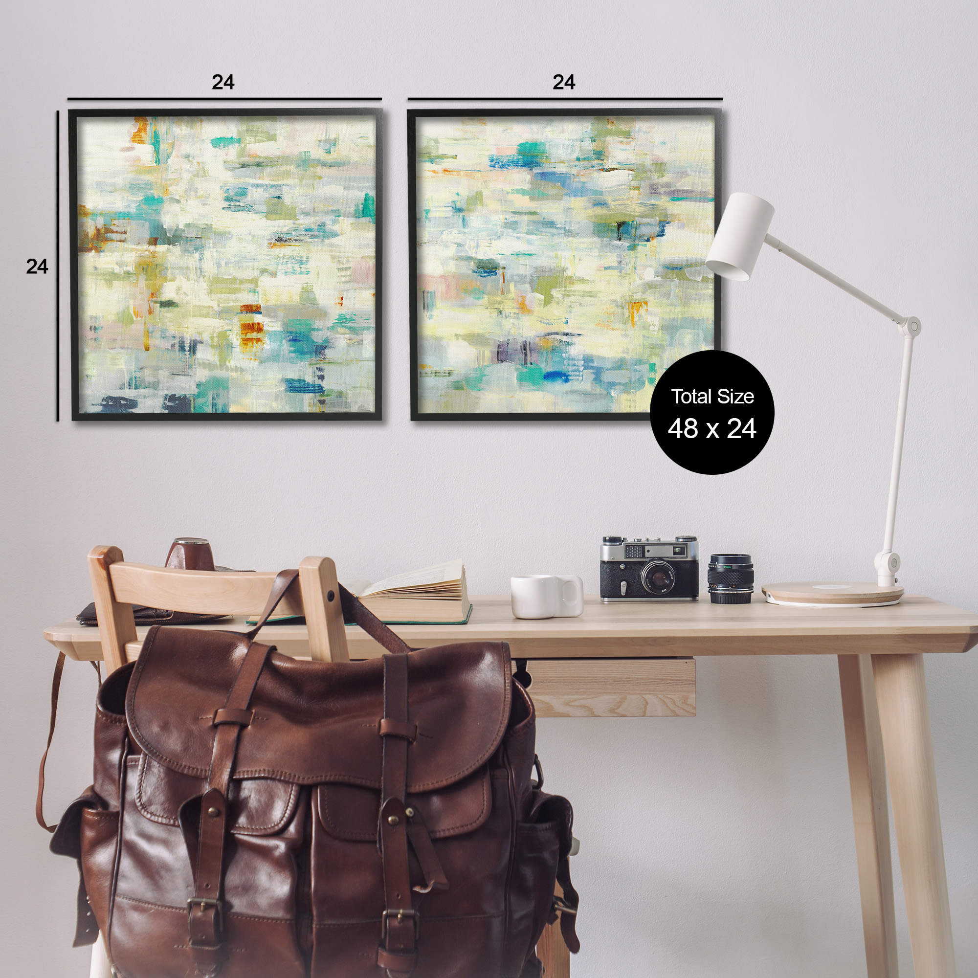 Stupell Industries Complex Patterned Abstraction Abstract Painting Black Framed Art Print Wall Art, 24 x 24, Set of 2