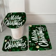 thumbnail image 6 of Hgallory Christmas Bath Mat Set of 3, Polyester Bathroom Mats Includes Bath Rug, U-Shape Toilet Floor Mat and Toilet Pad, Cartoon Decor, 16"x24" + 16"x18" + 15"x16", 1 Pack, Green, Rectangle, 6 of 7