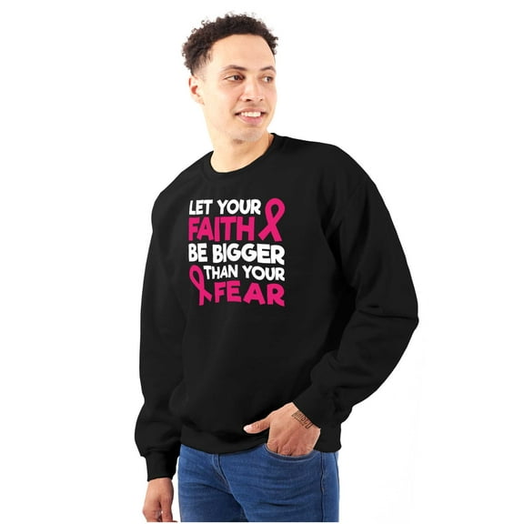 Breast Cancer Faith Bigger Than Fear Women Crewneck Sweatshirt Brisco Brands S