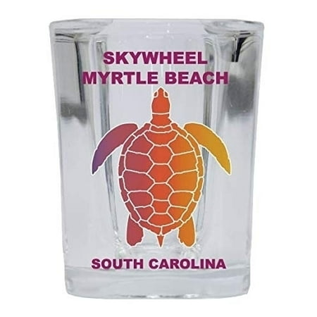 

Skywheel Myrtle Beach South Carolina Souvenir Square Shot Glass Rainbow Turtle Design 4-Pack
