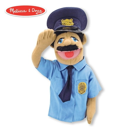 Melissa & Doug Police Officer Puppet (Detachable Wooden Rod for Animated Gestures, Ideal for Left- or Right-Handed Children, 15” H x 5” W x 6.5” (Best Hand Shadow Puppets)