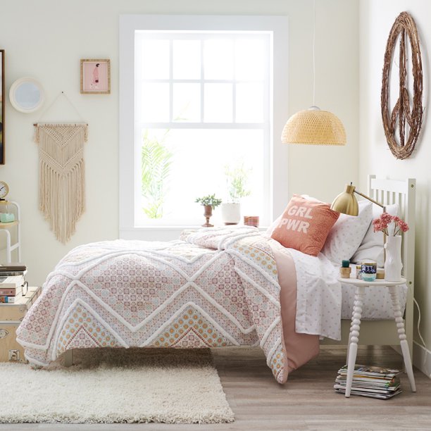 OCM 7Piece College Dorm Bedding Bundle in Bridget Pink, Twin XL