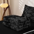 thumbnail image 6 of Homewish Halloween Sugar Skull Zipper Full Size Comforter Sets with Fitted Sheet and 2 Pillowcases,Bohemian Damask Zipper Bedding Set,Black Gray,Black Reversible,4pcs, 6 of 8