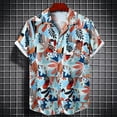 thumbnail image 4 of sunsanly Men Vacation Shirt Colorful Floral Print Turn-down Collar Short Sleeves Single-breasted Cooling Cardigan Plus Size Men Beach Top Men Clothes, 4 of 7