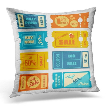 Pillow Retail Package - ARHOME Flat Discount Coupon Sale Tickets Label and Tag Price Retail Promotion Graphic Pillows case 20x20 Inches Home Decor Sofa Cushion Cover