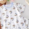 thumbnail image 4 of WUANDIXFA Birthday Pajamas Toddler 1-10 Years Toddler Breathable Short Sleeved Loungewear Girls Cute Cartoon Pattern Pajama Set,Blue,4-5 Years, 4 of 4