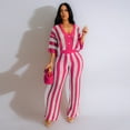 thumbnail image 4 of Monochrome Stripes Crochet Top and Pants Set (S, Orange), 4 of 8