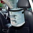 thumbnail image 6 of Qxltty Cute Children's Book Illustration Style Snowman Car Trash Can with Lid Vehicle Backseat Hanging Leak Proof Storage Bin, 6 of 7
