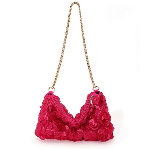 YIEMEEN 3D Rose Flower Clutch Purse for Women Elegant Party Sequined Floral Shoulder Bag