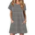 thumbnail image 2 of QLEICOM Women's Summer Casual Tshirt Dresses O Neck Short Sleeve Loose Dress Sundress with Pockets Black B XXL, US Size: 12, 2 of 5