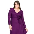 thumbnail image 5 of Plus Size V Neck Long Sleeve Faux Wrap Belted Dress, 5 of 6