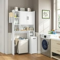 thumbnail image 5 of Over The Toilet Storage Cabinet, Bathroom Storage Cabinet with Open Compartments and Movable Double Storage Cabinet for Bathroom, Restroom, Laundry, White, 5 of 6
