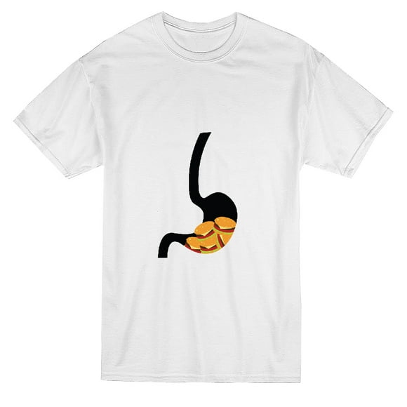 Funny Burger Ventre Nourriture Graphique T-shirt Blanc pour Hommes