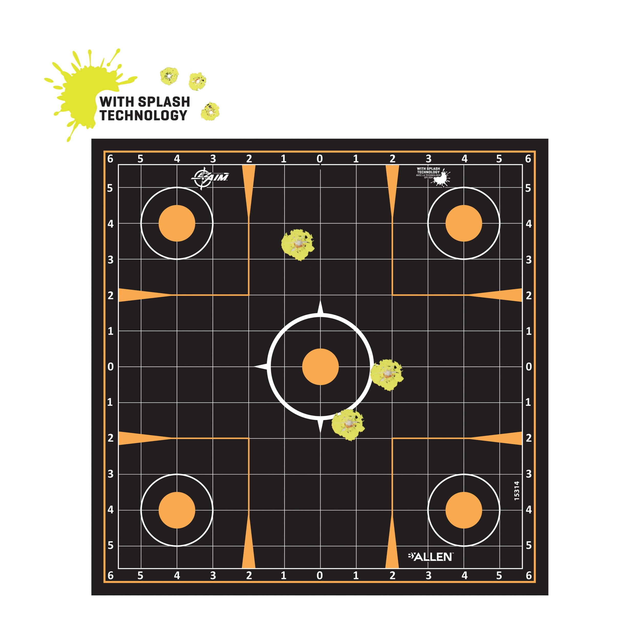 Ez Aim Splash Sight-in Paper Shooting Targets, 12" Grid, 10-Pack, Black, Paper Target Sight-in Grid