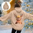 thumbnail image 4 of Kaprioy Womens Graphic Hoodies Surprised Elk Prints Winter Oversized Sweatshirt Christmas Fall Fashion Long Sleeve Clothing Khaki, XL, 4 of 8