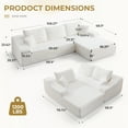 thumbnail image 3 of Ebello 108" L-Shaped Sectional Sofa, 3-Seat Modular Couch with Memory Foam, Removable Cushions and Throw Pillows for Living Room, Beige, 3 of 10