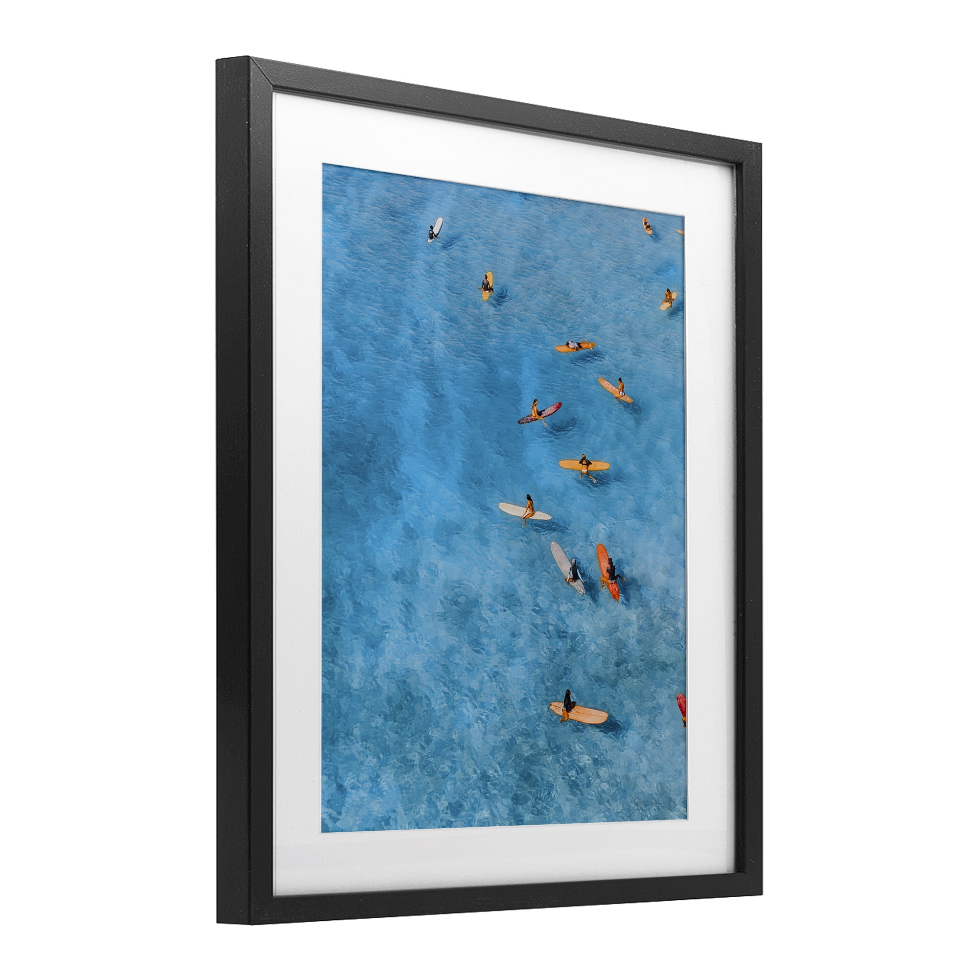 Stupell Industries Leisurely Surfers on Sea Black Framed Print Under Glass, design by Jesse Keith