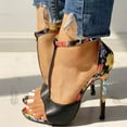 thumbnail image 5 of EQWLJWE Women Comfy Open Toe Summer Sandal Ankle Strap Kitten Mid Heels Shoes Patent Leather, 5 of 5