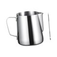 thumbnail image 1 of Jarra para espumar leche, jarra de acero inoxidable, accesorios para máquina de café expreso, taza para verter con mango, herramienta de Arte Latte 350ML Sin Escala BLESIY Jarra para espumar leche, 1 of 8
