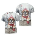 thumbnail image 3 of Playful Saint Bernard Welcomes Winter Snowy Day with Cardinal Bird All Over Print 3D Shirt Unisex Merch St Dog Lover - 2017, 3 of 6