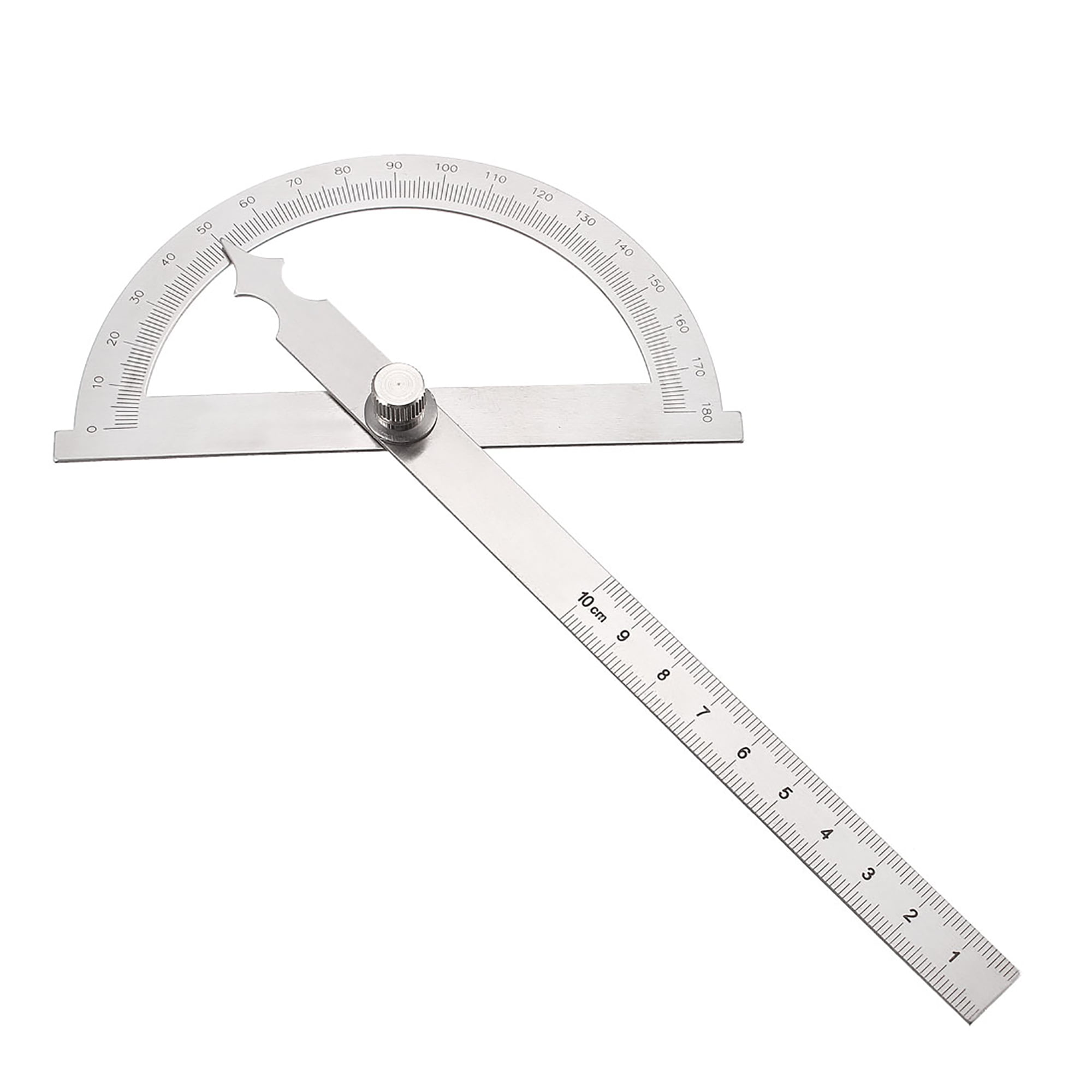 Stainless Steel 0-180° Protractor Round Head Rotary Angle Rule Finder Arm Ruler 