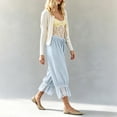 thumbnail image 4 of Nooxsoe Lace Long Bloomer Pants for Women Ruffle Pantaloons Pettipants Pants Capri Pajama Bottoms A1-light Blue M, 4 of 9