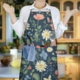 thumbnail image 6 of Pioneer Flower Floral Print Pattern Apron-Garden Aprons for Women with Pockets-Cotton Linen Waterproof Kitchen Cooking Gardening Aprons Adjustable for Kitchen,Cooking,BBQ and Salon 33x27 Inch, 6 of 7
