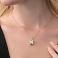 thumbnail image 4 of Gem Stone King 18K Yellow Gold Plated Silver Green Prasiolite Pendant Necklace for Women (6.62 Cttw, Gemstone Birthstone, Emerald Cut Checkerboard 14X10MM, with 18 inch Silver Chain), 4 of 4