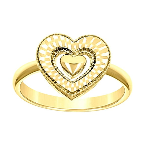 14k 14kt Yellow Gold Womens Heart in Heart Ring