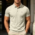 thumbnail image 2 of hoksml Men's Short Sleeve Collared Shirt 3 Button Collared Solid Breathable Regular Fit Golf Top for Business Daily Vacation Casual Wear, 2 of 7