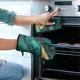 thumbnail image 2 of Teal Gold Marble Kitchen Oven Mitt and Pot Holder Sets 2 Pcs for Baking, Cooking and Grilling, Heat Resistant Up To 392 °F, 2 of 7