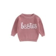 thumbnail image 2 of Elippeo Toddler  Autumn Winter Toddler Baby Girls Knit Sweater 3M 6M 9M 12M 18M 24M Long Sleeve Letter Embroidery Pullover Knitwear Outwear, 2 of 10