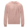 thumbnail image 4 of Huowey Men Coat Winter Thermal Fuzzy Thick Hoodies Half Zip Up Lined Casual Pullover Sweatshirt Solid Color Soft Comfortable Lightweight Athletic Outwear,Pink,XXL, 4 of 4