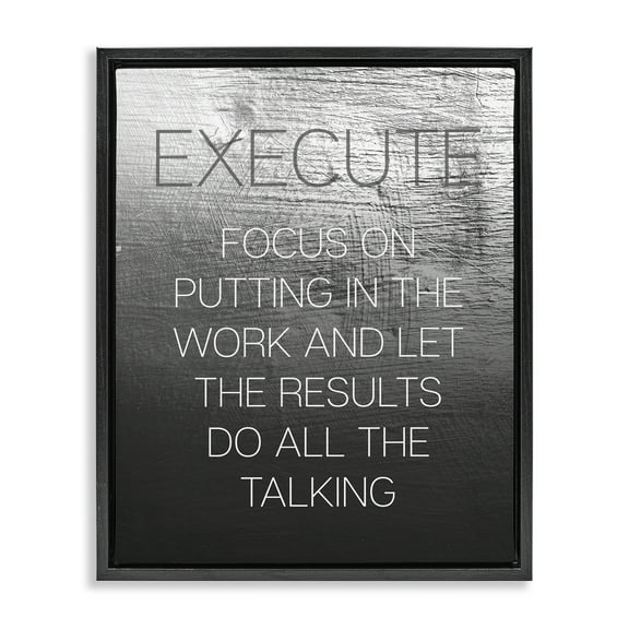 Stupell Industries Execute Motivational Definition Text & Numbers Painting Black Floater Framed Canvas Art Print Wall Art, 17 x 21
