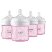 Philips AVENT Natural Baby Bottle with Natural Response Nipple, Pink, 4oz, 4pk, SCY 4oz 4 Pack Pink