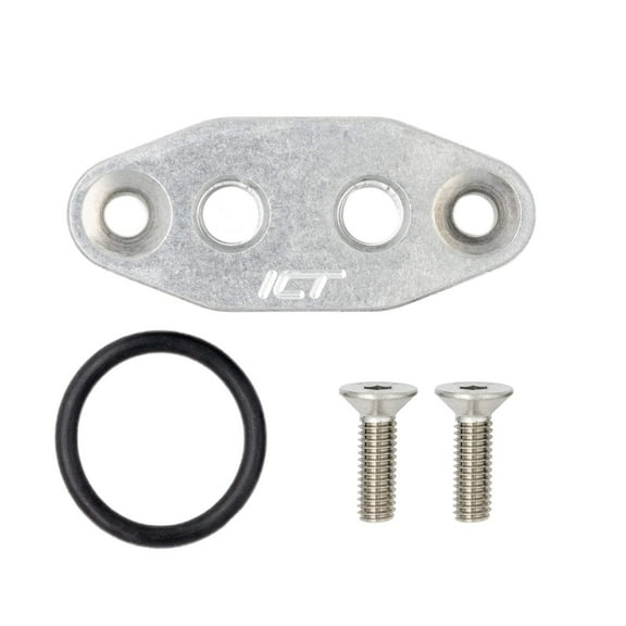ICT Billet LS Twin Turbo Dual 1/8" NPT Oil Feed Line Adapter Plate LS1 LSX kit Port LS3 Billet Plate Supply Pressure Sensor Cover LS3 LS2 LQ4 LQ9 LS6 L92 L99 L33 LR4 551666