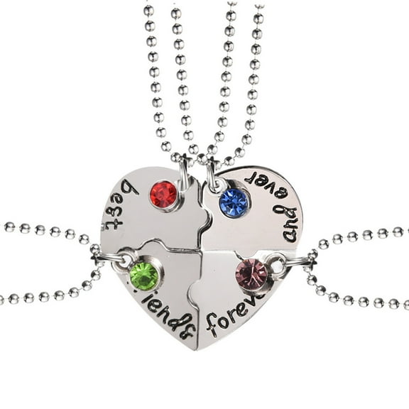 MANNYA Broken Heart Best Friend Stitching Necklace 4Pcs/Set Charm Friendship Sisters Rhinestones Necklace Fashion Gift
