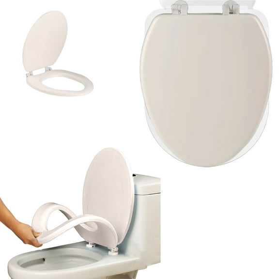 KCEHTA Soft Elongated Vinyl Toilet Seat, Slow Close Elongated Toilet Seat, Easy to Install & Clean, Fits All Standard Size Toilets