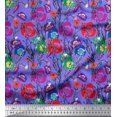 thumbnail image 1 of Soimoi Rayon Fabric Leaves & Poppy Floral Printed Fabric 1 Yard 56 Inch Wide, 1 of 6