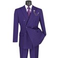 thumbnail image 2 of VINCI Men's Purple Pinstripe Double-Breasted 6-Button Classic Fit Suit - NEW - 44R, 2 of 2