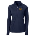 thumbnail image 2 of Women's Cutter & Buck  Navy Michigan Wolverines Alumni Adapt Eco Knit Stretch Recycled Half-Zip Pullover Top, 2 of 3