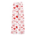 thumbnail image 5 of Women's Fashion Pocket Valentine's Day Print Stretch Adjustable Drawstring Wide Leg Pants, Elastic Waist Holiday Pants, Casual Lounge Wear for Women,Red,XL, 5 of 7