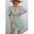 thumbnail image 1 of Femmes Dot Robe Motif V-Cou Manches Robe Casual Rue Sexy Style Robe Taille Enveloppe Robe Femmes Robe d'Été, 1 of 7