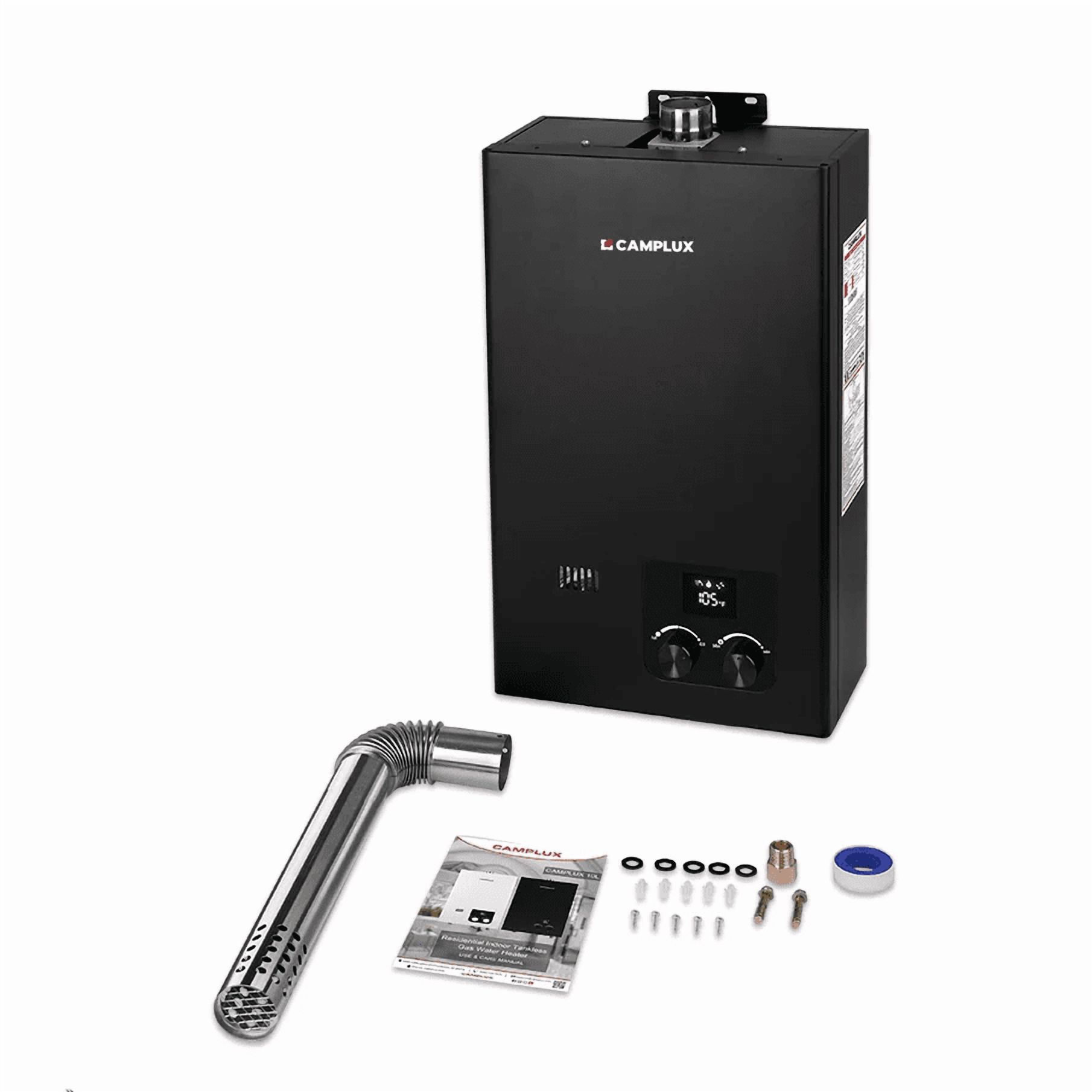 CAMPLUX 2.64 GPM 68, 000 BTU Natural Gas Tankless Water Heater On Demand Water heater for Shower with Vent Pipe