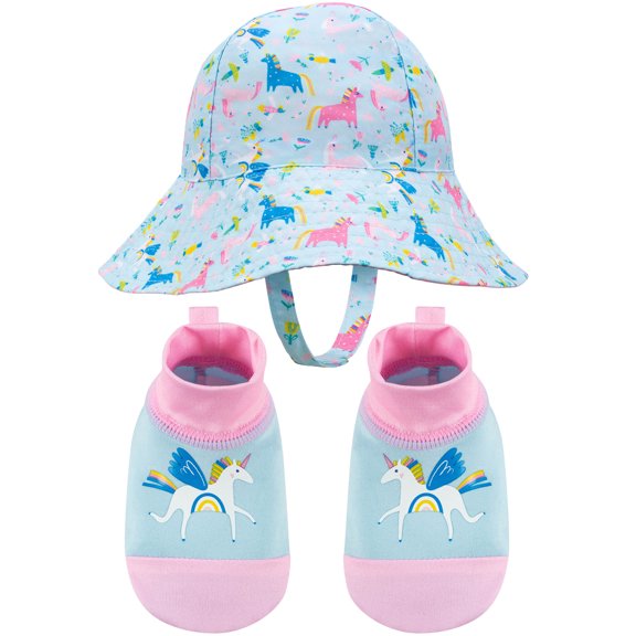 PEAK 2 PEAK Kids Boys and Girls, Baby Swim Shark Hat and Booties Set, Sun Protection UPF 50 - Age 0-12 Months