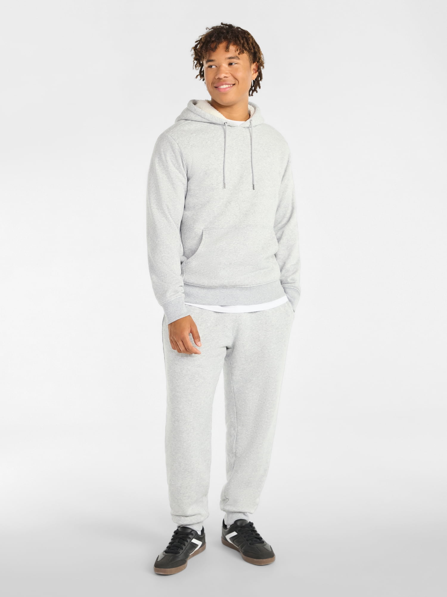 No Boundaries Men's & Big Men's High Pile Fleece Faux Shearling Lined Fleece Hoodie Sweatshirt, Sizes XS-5XL