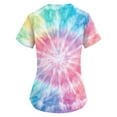 thumbnail image 6 of BDPORKAS Women Scrubs Nurse Uniforms Stretch Short Sleeve V Neck Nursing Scrub Fashion Tie Dye Graphic Soft Shirts with Pocket, 6 of 7