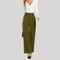thumbnail image 2 of Pants for Women Cute Pants Fashion for Women Stretch Sweatpants Petite Clothes Tan Womens Wide Leg Casual Comfy plus Size Business Casual Stretch Army Green XS, 2 of 4