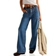 thumbnail image 3 of Womens Mid Rise Wide Leg Jeans Boyfriend Casual Denim Pants with Pockets, 3 of 7