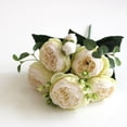thumbnail image 1 of Artificial Silk Peony Flowers Bouquet Set | Faux Wedding Floral Arrangement Home Decor | 2pcs | 5-Head Lifelike Blush Centerpiece | Realistic Fake Flower for Vase, Party, Office, Garden, 1 of 8